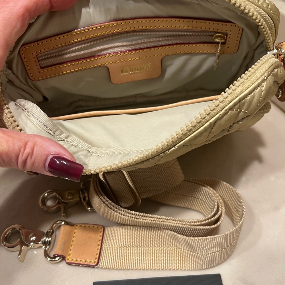 MZ Wallace Gold Quilted Crossbody Bag - Picture 3 of 4